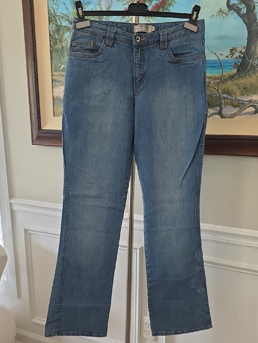 Tribal Women's Boot Cut Jeans in Light Blue Wash